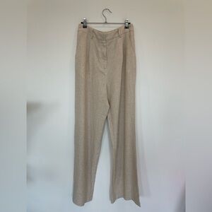 NWT Commense Beige Linen Wide Leg Trouser Pants Old Money Quiet Luxury Aesthetic
